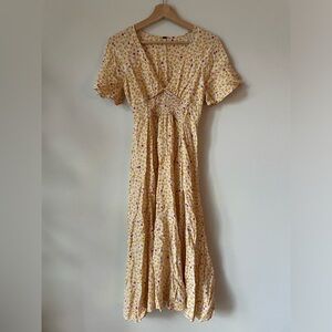 Free People Yellow Floral Midi Dress